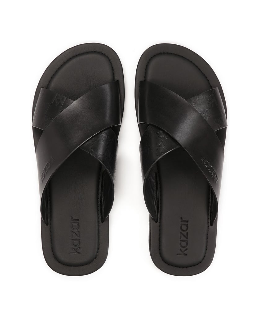 Kazar-Minimalistische-schwarze-Leder-Slides-schwarz