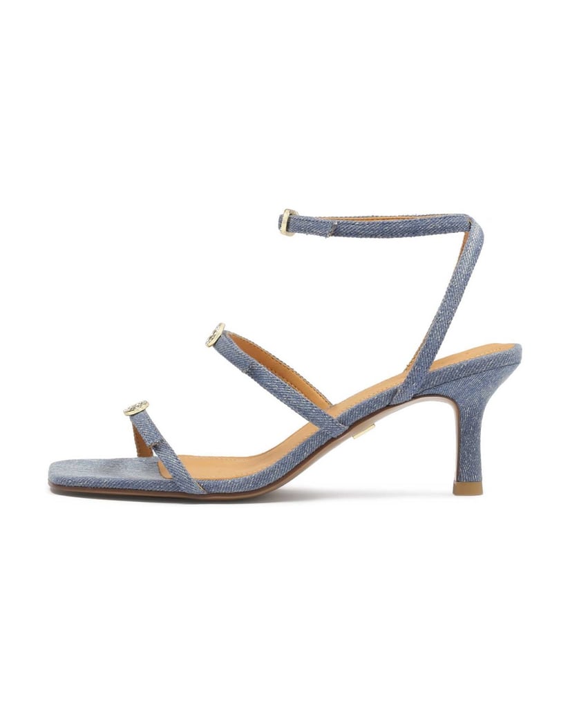 Kazar-Sandalen-mit-niedrigem-Absatz-aus-Denim-Stoff-blau