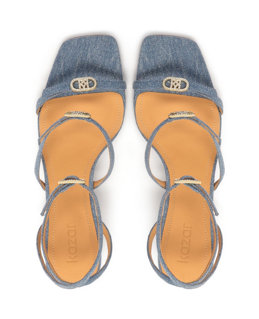 Kazar-Sandalen-mit-niedrigem-Absatz-aus-Denim-Stoff-blau