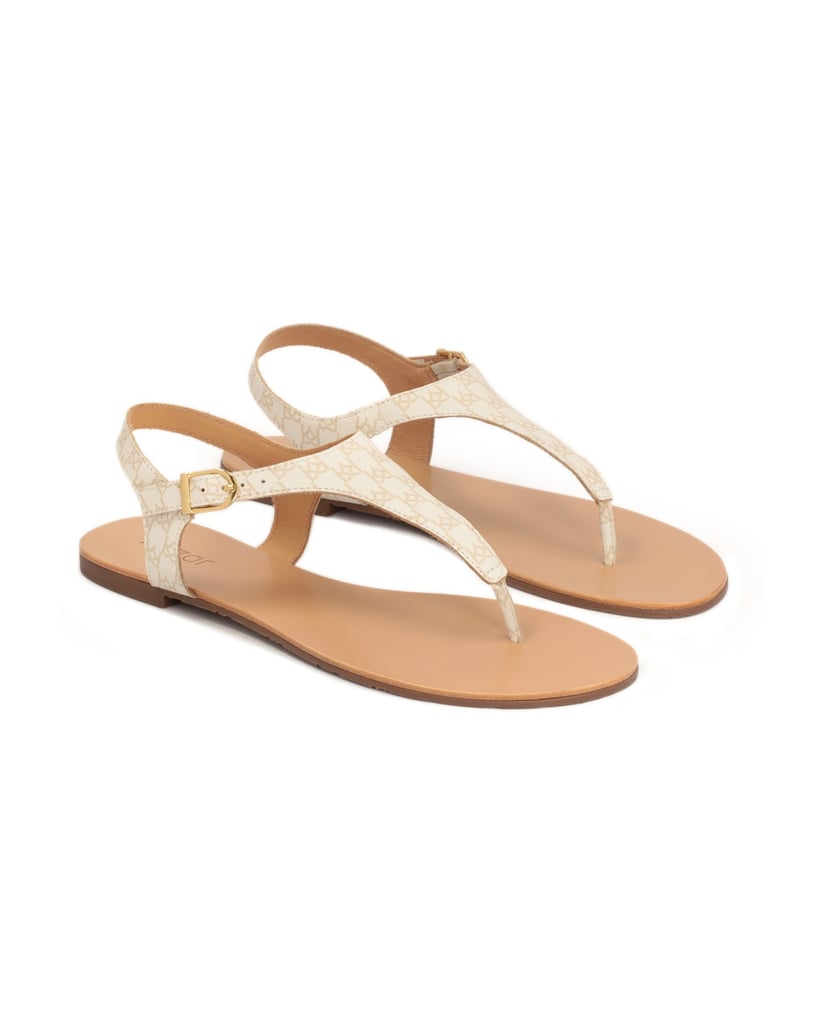 Kazar-Flache-Sandalen-aus-gemustertem-Leder-weiss