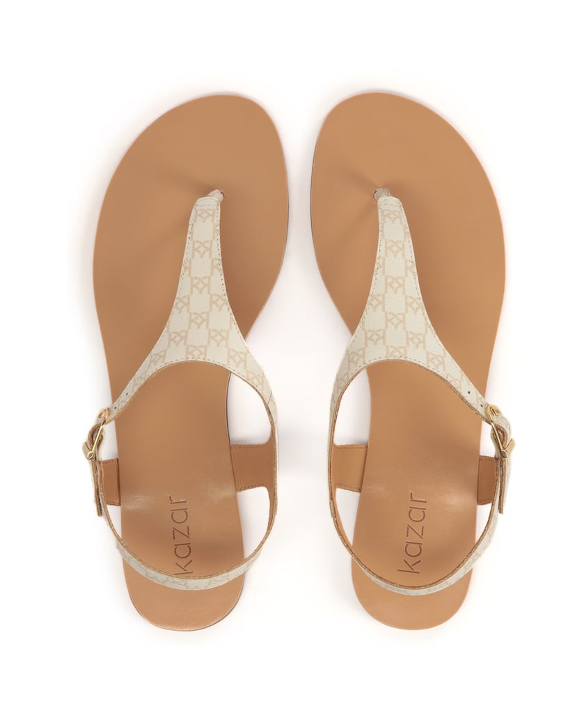 Kazar-Flache-Sandalen-aus-gemustertem-Leder-weiss