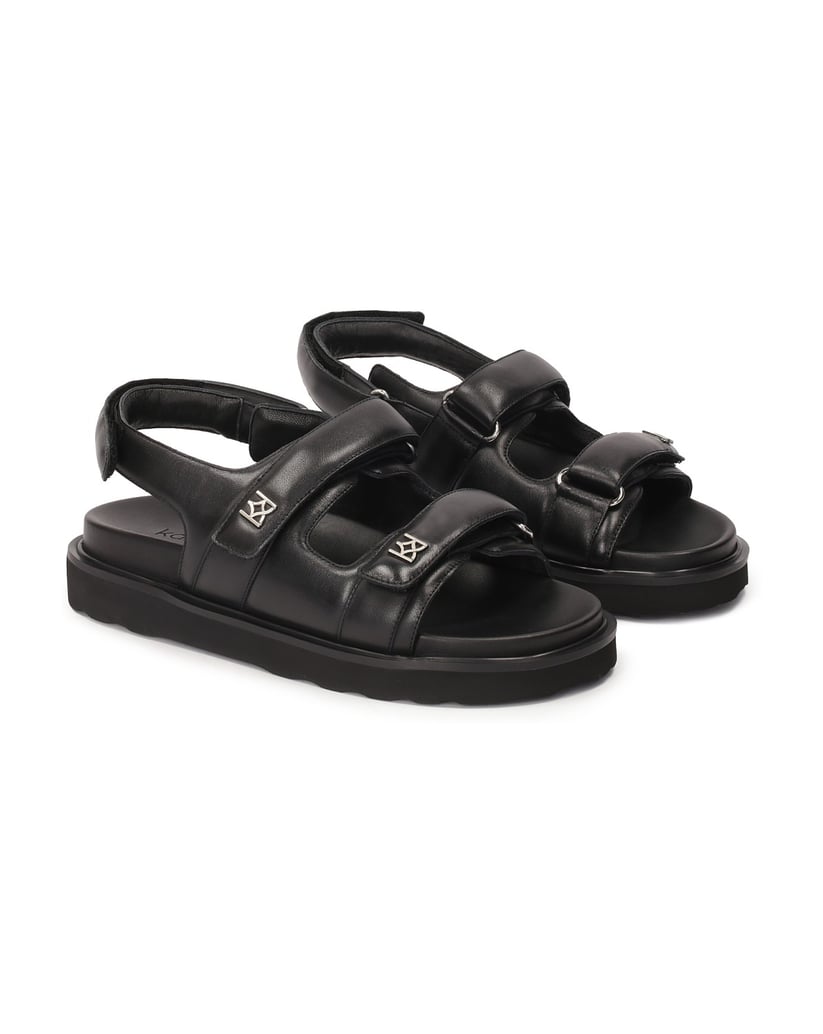 Kazar-Schwarze-flache-Sandalen-mit-Klettverschlussriemen-schwarz