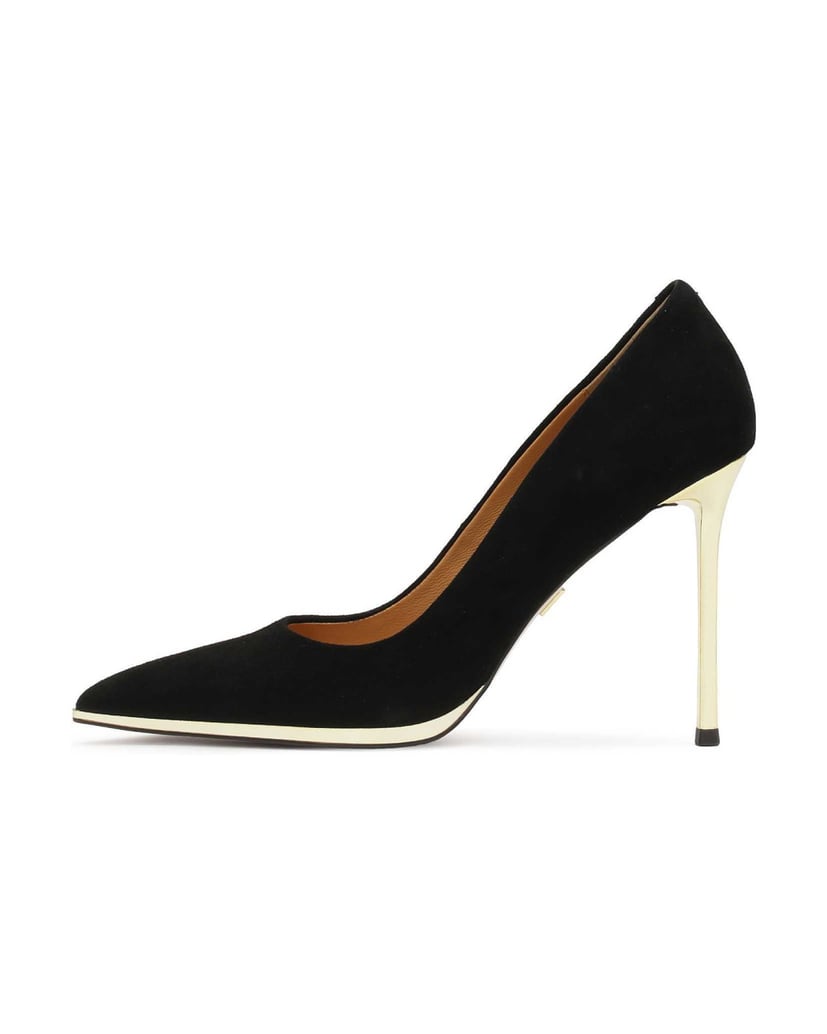 Kazar-Schwarze-Wildlederpumps-mit-goldenem-Absatz-schwarz