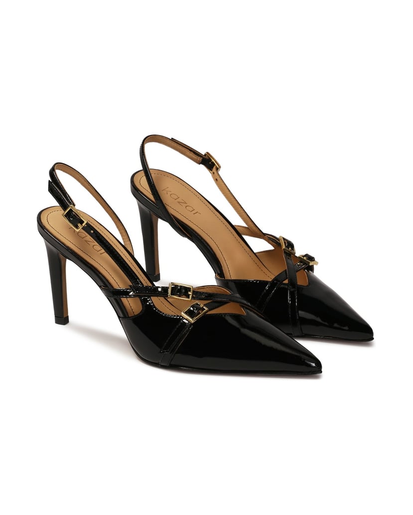 Kazar-Schwarze-Lacklederpumps-mit-offenen-Absätzen-schwarz