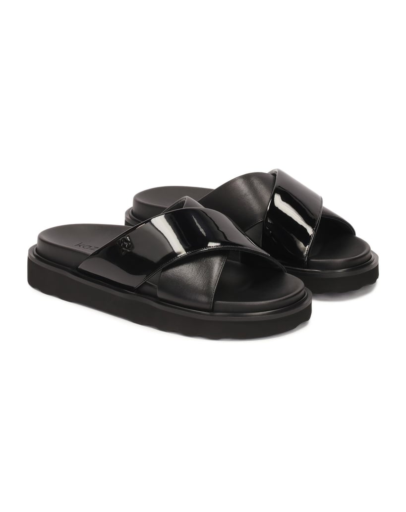 Kazar-Schwarze-Pantoletten-aus-zwei-Arten-von-Leder-schwarz