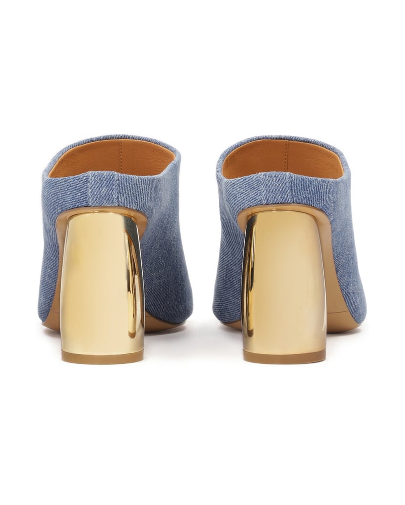 Kazar-Pantoletten-aus-blauem-Denim-mit-ovalem-blau