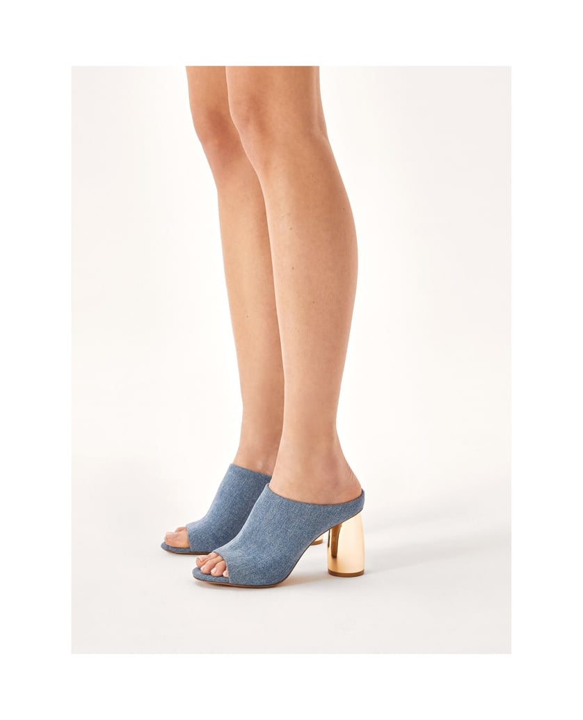 Kazar-Pantoletten-aus-blauem-Denim-mit-ovalem-blau