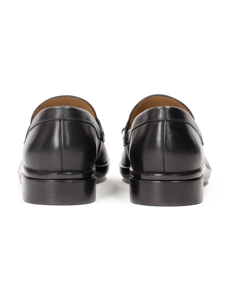 Kazar-Halbschuhe-aus-Leder-mit-flacher,-mit-Bügelverschlüssen-versehener-Sohle-schwarz