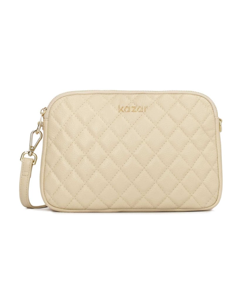 Kazar-Kleine-Handtasche-mit-gestepptem-Design-auf-Lederriemen-beige