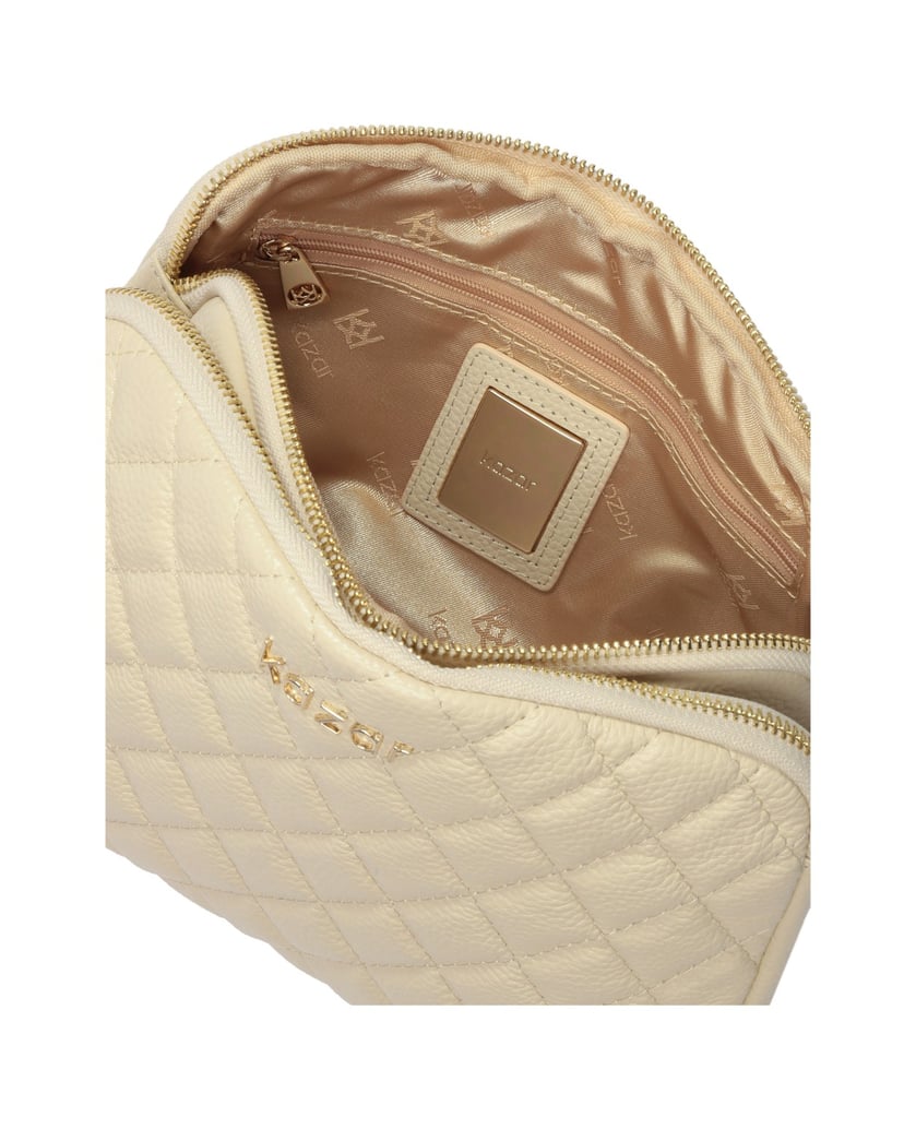 Kazar-Kleine-Handtasche-mit-gestepptem-Design-auf-Lederriemen-beige