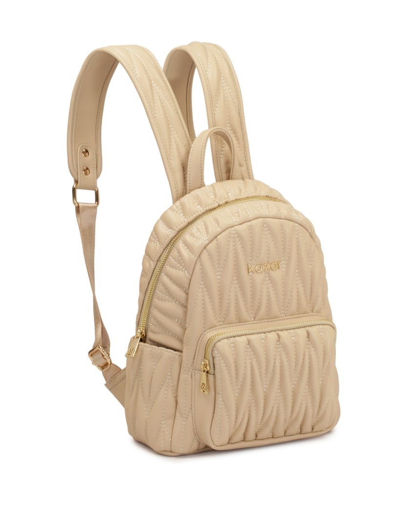 Kazar-Gesteppter-beigefarbener-Rucksack-aus-genarbtem-Leder-beige