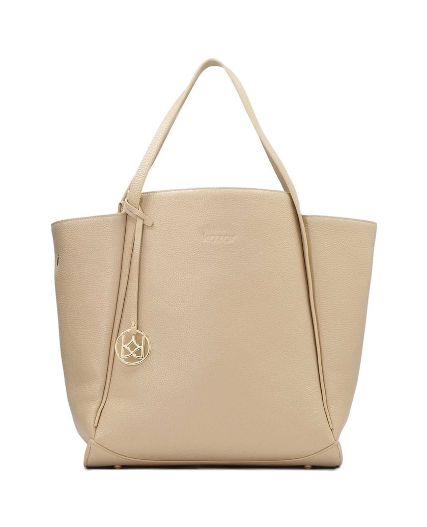 Kazar-Große-trapezförmige-Umhängetasche-beige