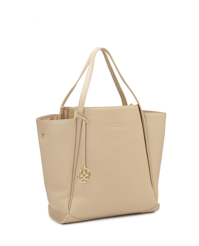 Kazar-Große-trapezförmige-Umhängetasche-beige