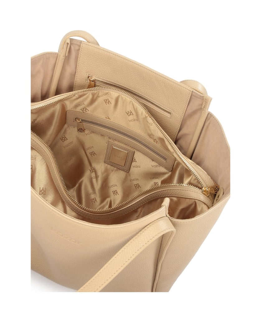 Kazar-Große-trapezförmige-Umhängetasche-beige