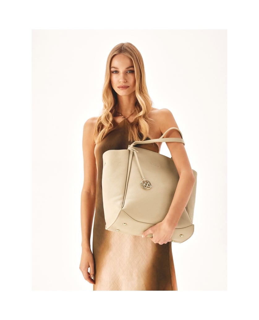 Kazar-Große-trapezförmige-Umhängetasche-beige