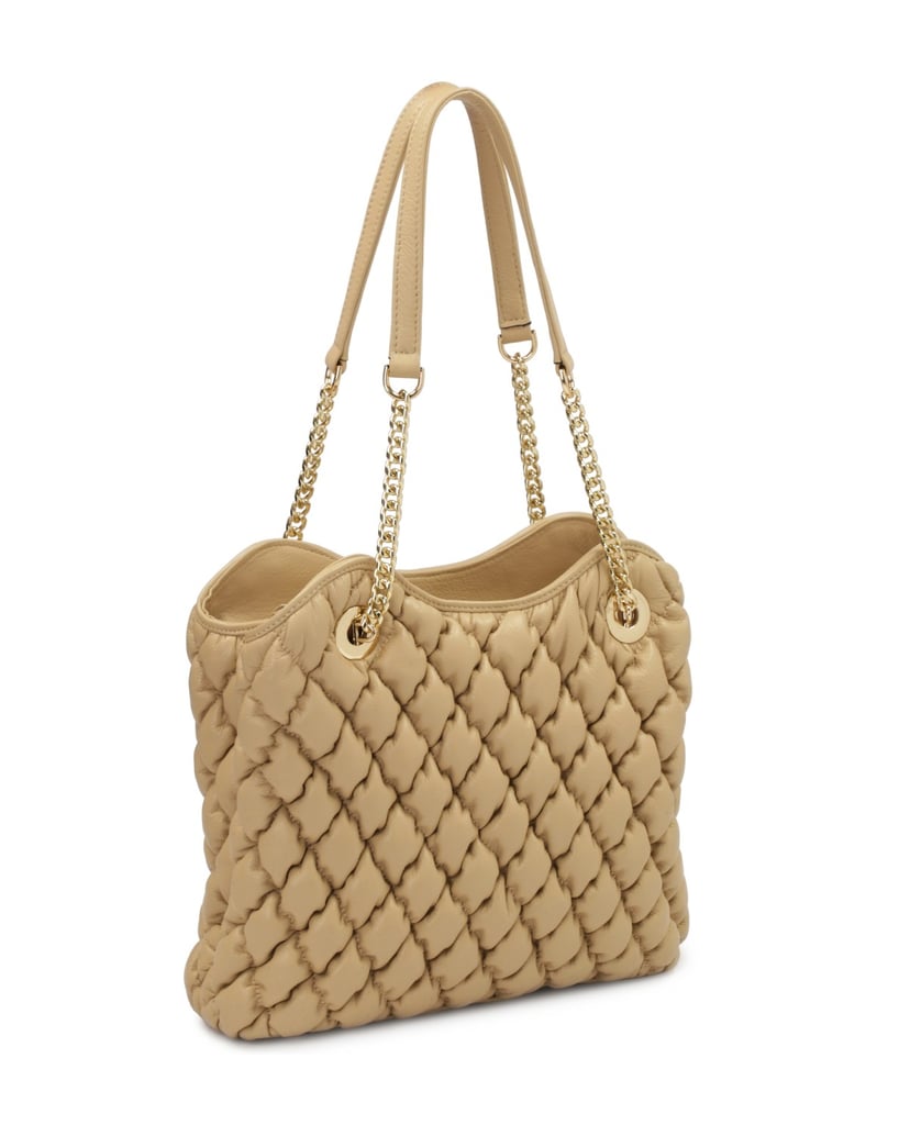 Kazar-Beigefarbene-Handtasche-aus-weichem,-gestepptem-Leder-beige