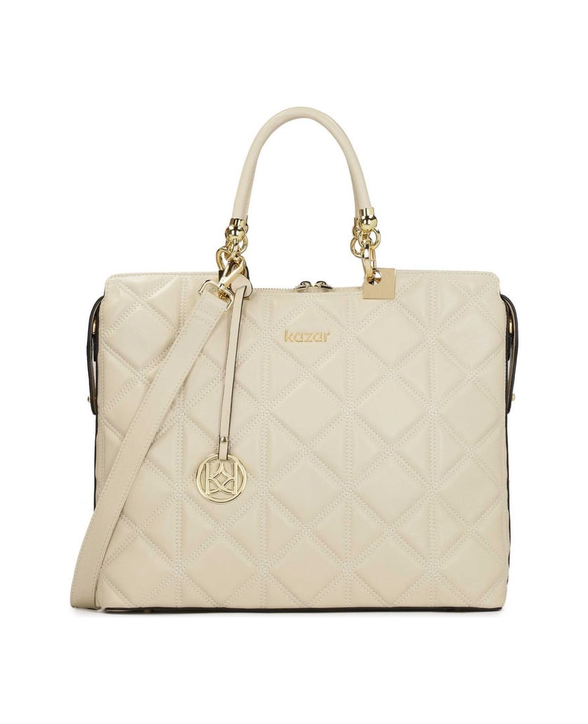 Kazar-Elegante-Aktentasche-aus-gestepptem-Leder-weiss