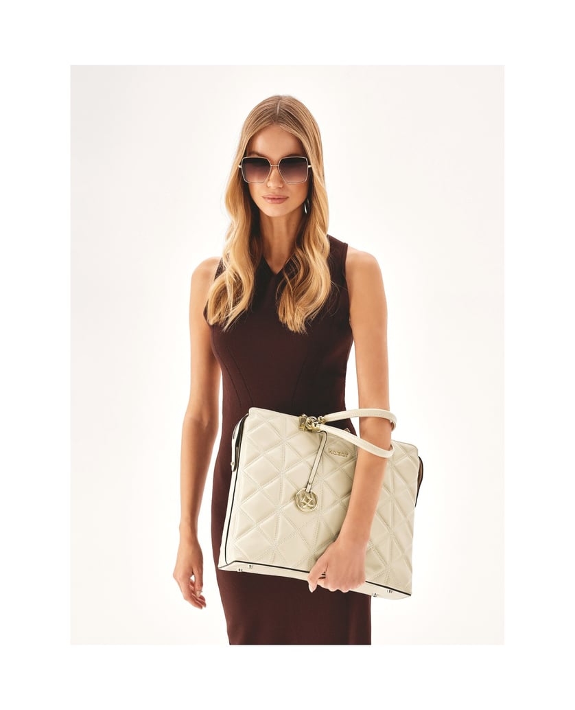 Kazar-Elegante-Aktentasche-aus-gestepptem-Leder-weiss