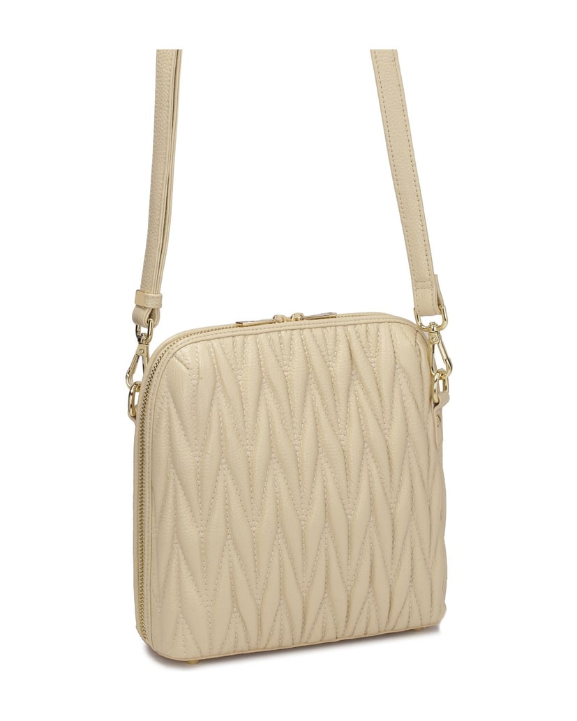Kazar-Beigefarbene-Handtasche-mit-auffälliger-Steppung-beige