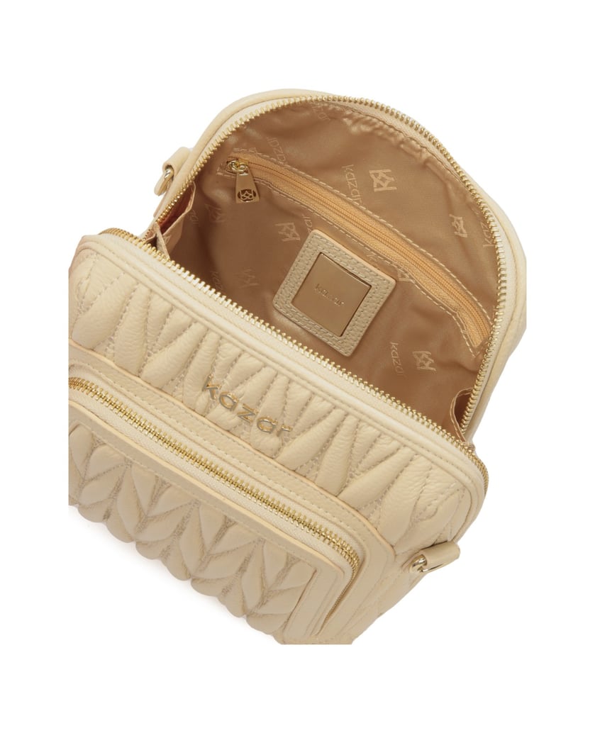 Kazar-Beigefarbene-Handtasche-mit-auffälliger-Steppung-beige