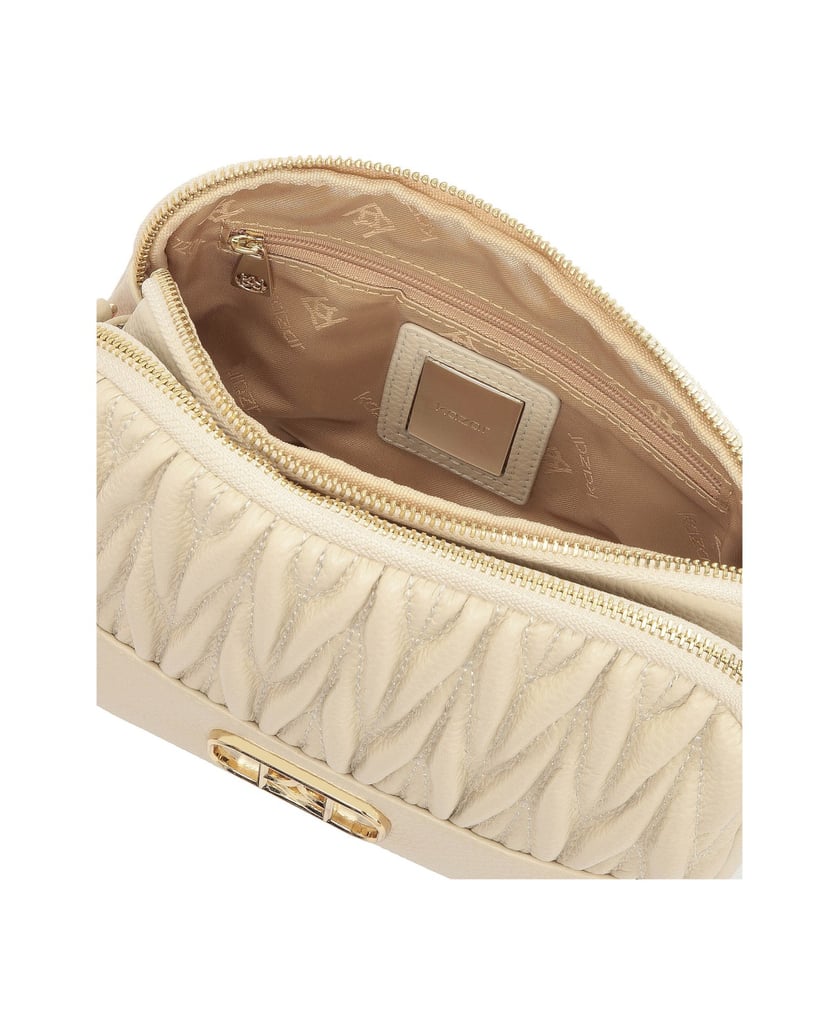 Kazar-Beigefarbene-Handtasche-mit-auffälligem-Monogramm-KAZAR-beige