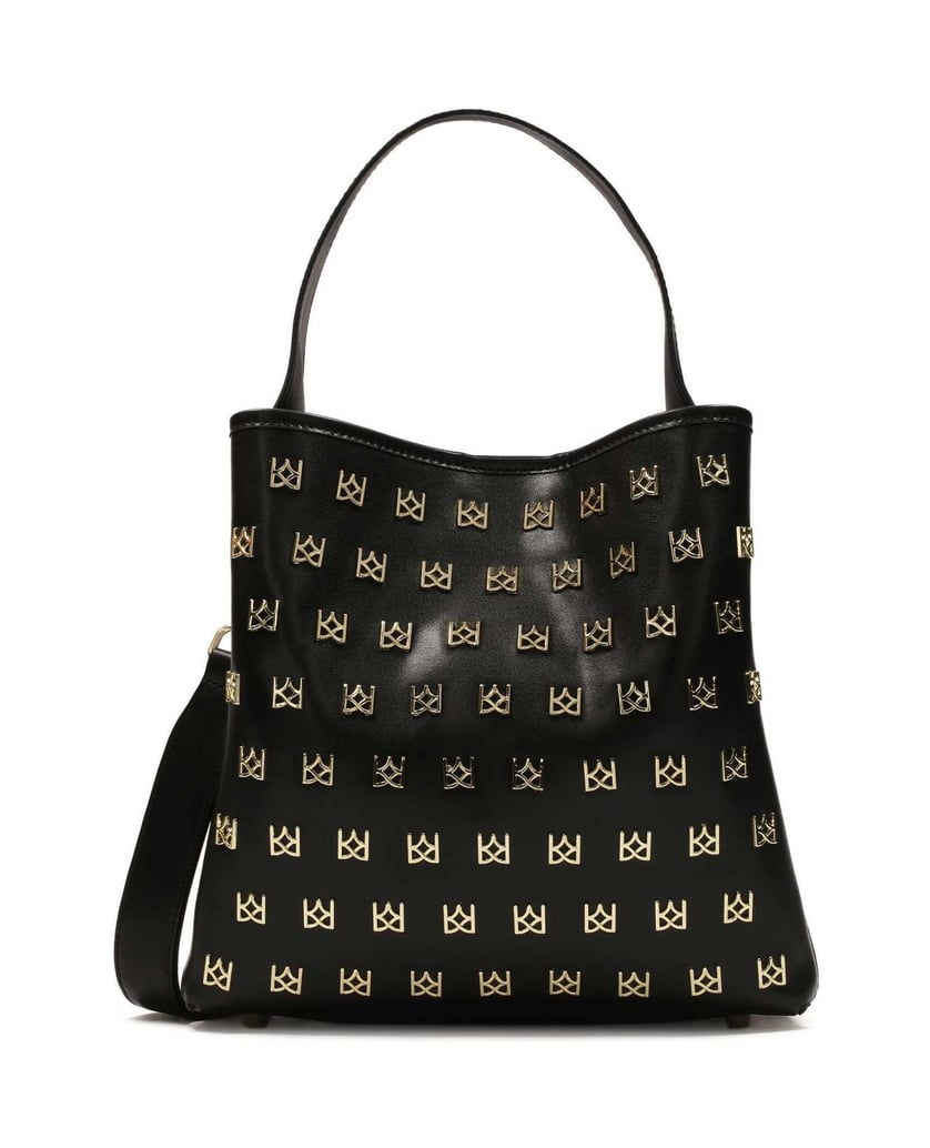 Kazar-Schwarze-Handtasche-mit-Metallmonogramme