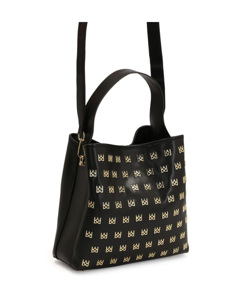 Kazar-Schwarze-Handtasche-mit-Metallmonogramme