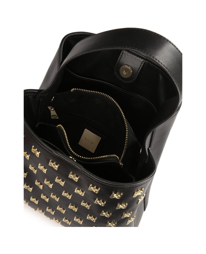 Kazar-Schwarze-Handtasche-mit-Metallmonogramme
