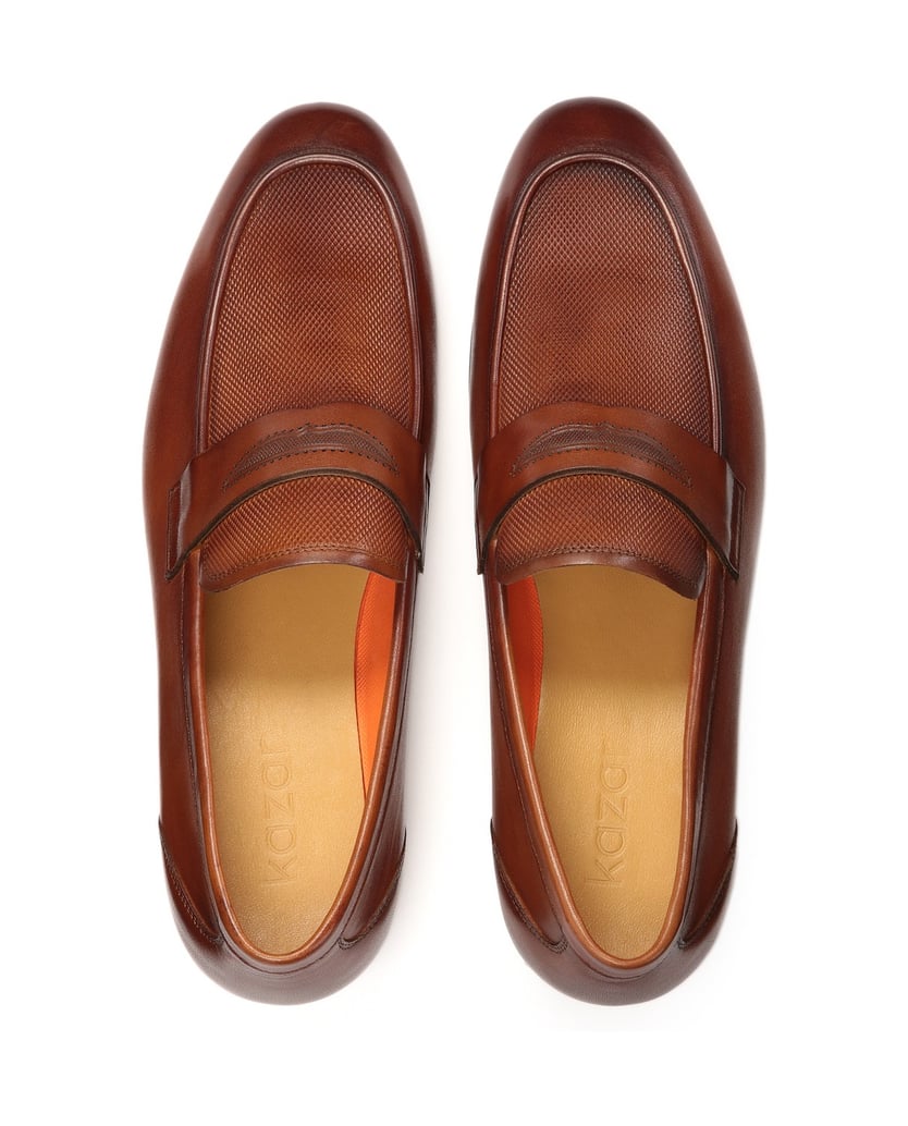 Kazar-Braune-Slipper-mit-Lederprägung-braun