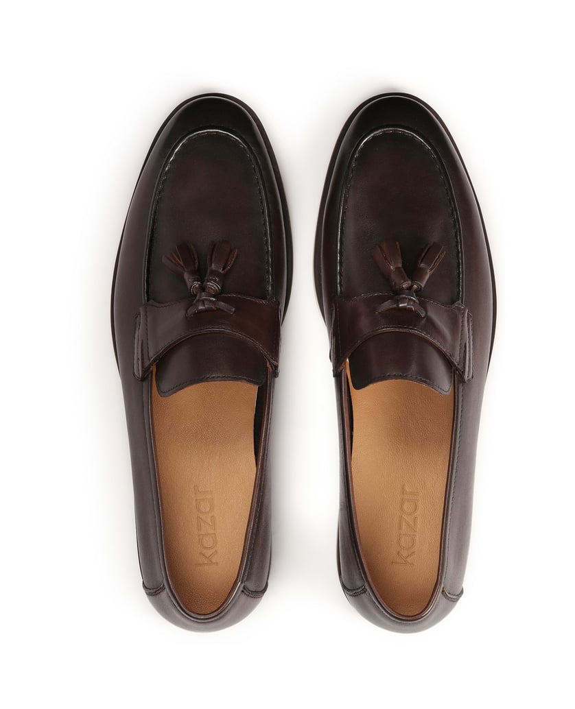 Kazar-Loafers-aus-braunem-Leder-mit-Quasten-dunkelbraun