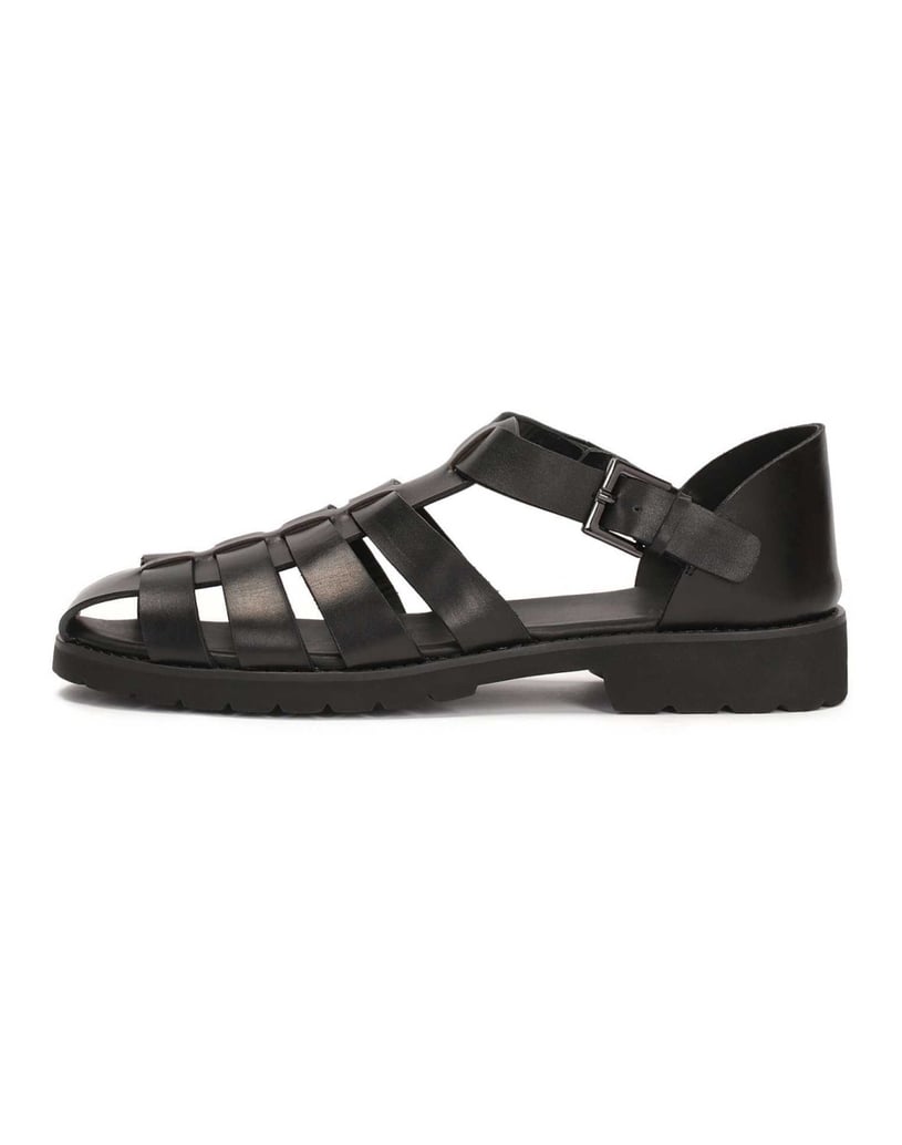 Kazar-Schwarze-Herrensandalen-mit-überzogenem-Absatz-und-Zehenkappe-schwarz