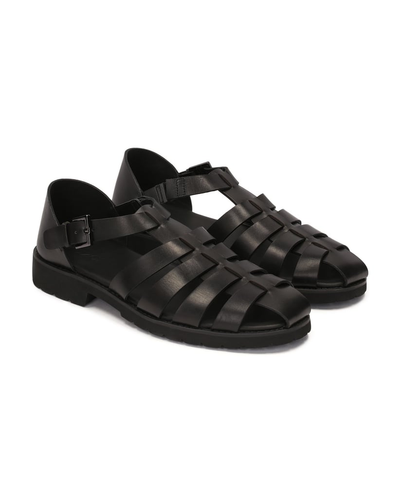 Kazar-Schwarze-Herrensandalen-mit-überzogenem-Absatz-und-Zehenkappe-schwarz