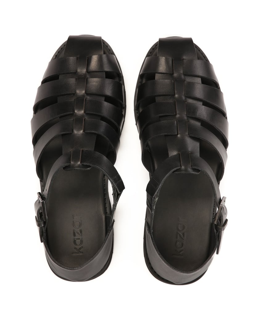Kazar-Schwarze-Herrensandalen-mit-überzogenem-Absatz-und-Zehenkappe-schwarz