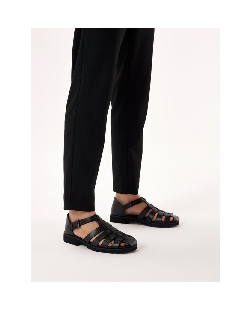 Kazar-Schwarze-Herrensandalen-mit-überzogenem-Absatz-und-Zehenkappe-schwarz
