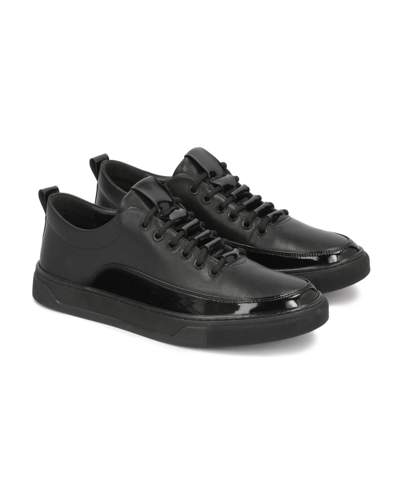 Kazar-Schwarze-Herren-Sneaker-aus-Leder-mit-eleganten-Einsätzen-schwarz