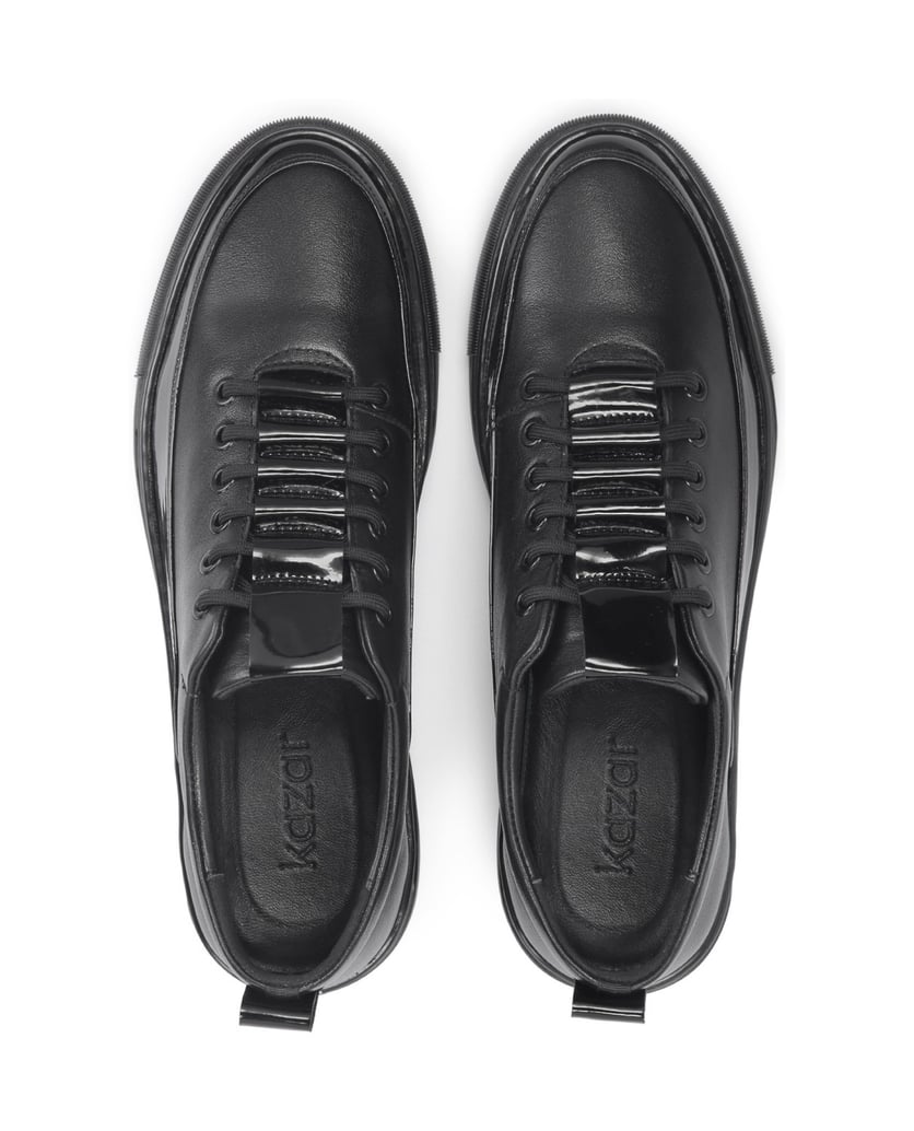 Kazar-Schwarze-Herren-Sneaker-aus-Leder-mit-eleganten-Einsätzen-schwarz