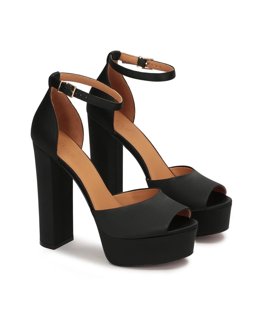 Kazar-Schwarze-Stoffsandalen-mit-klobigem-Plateau-und-Absatz-schwarz