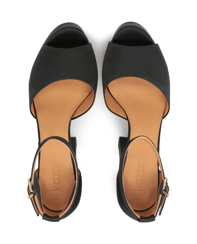 Kazar-Schwarze-Stoffsandalen-mit-klobigem-Plateau-und-Absatz-schwarz