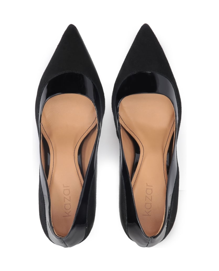 Kazar-Schicke-schwarze-Pumps-aus-glänzendem-Lackleder-und-Wildleder-schwarz