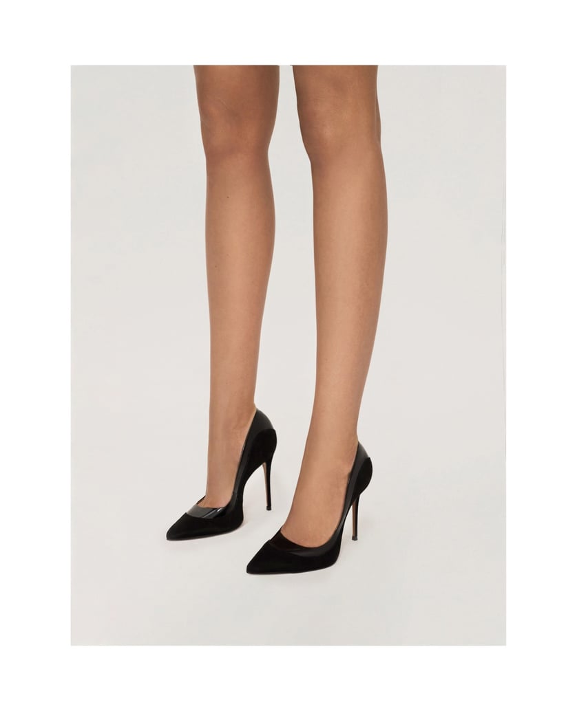 Kazar-Schicke-schwarze-Pumps-aus-glänzendem-Lackleder-und-Wildleder-schwarz