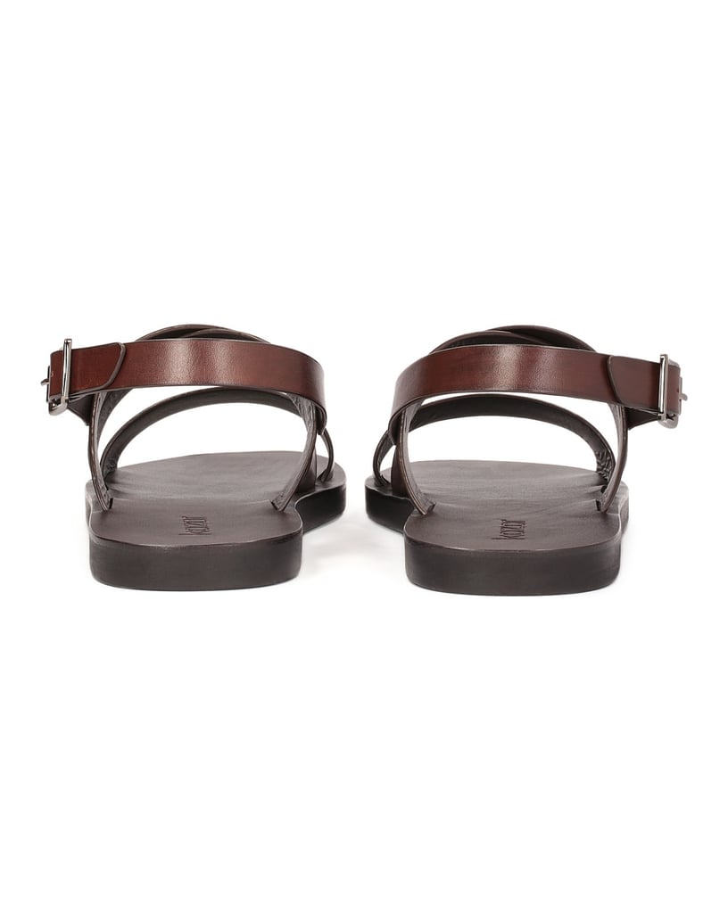 Kazar-Braune-Ledersandalen-mit-gerader-Sohle-braun