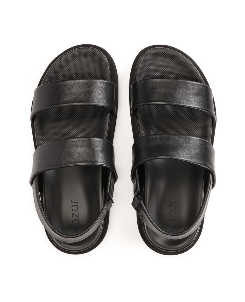 Kazar-Schwarze-Ledersandalen-mit-elastischem-Riemen-schwarz