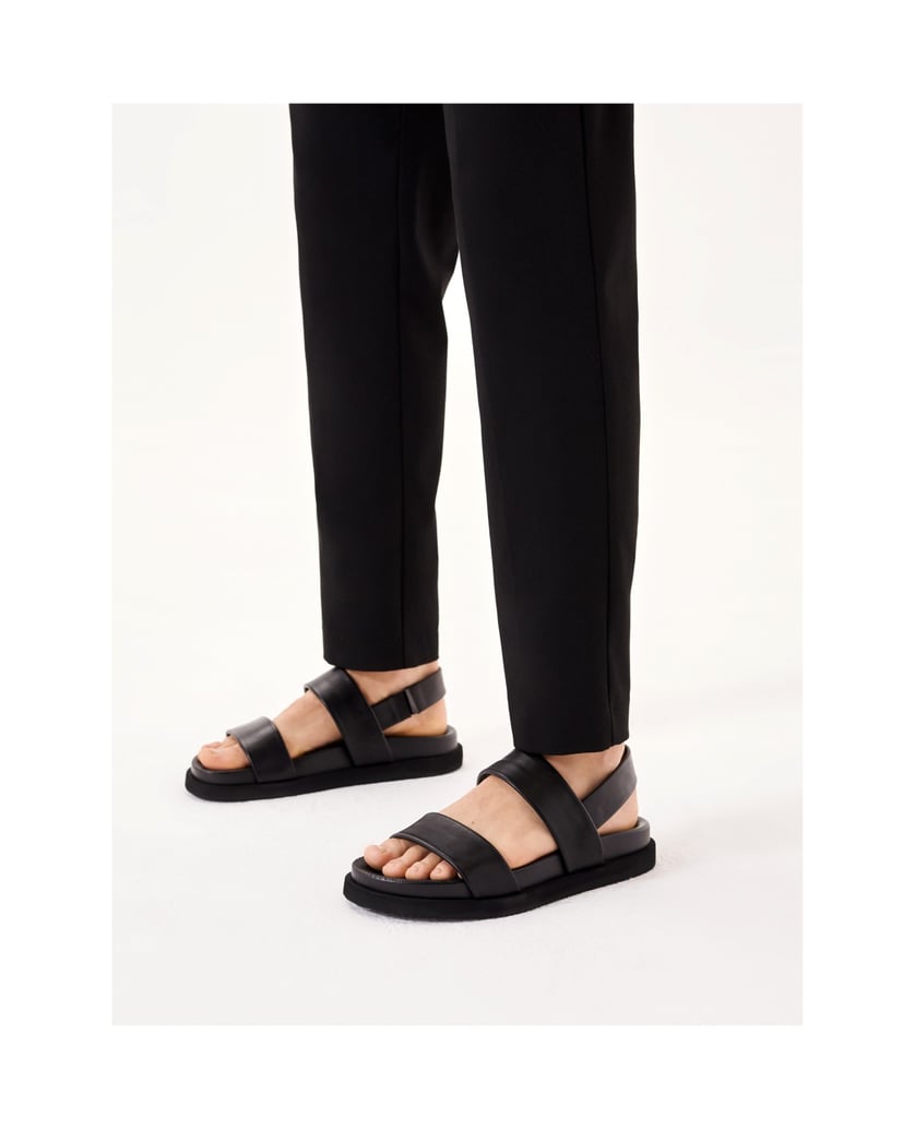 Kazar-Schwarze-Ledersandalen-mit-elastischem-Riemen-schwarz