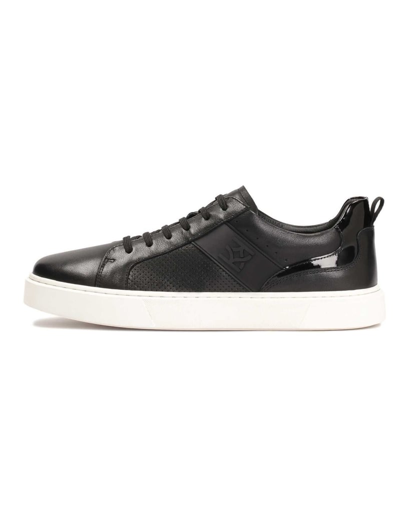 Kazar-Schwarze-Leder-Sneakers-mit-weißer-Sohle-schwarz