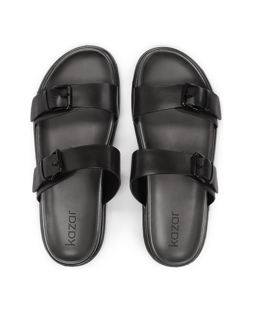 Kazar-Schwarze-Pantoletten-aus-genarbtem-Leder-für-den-urbanen-Stil-schwarz