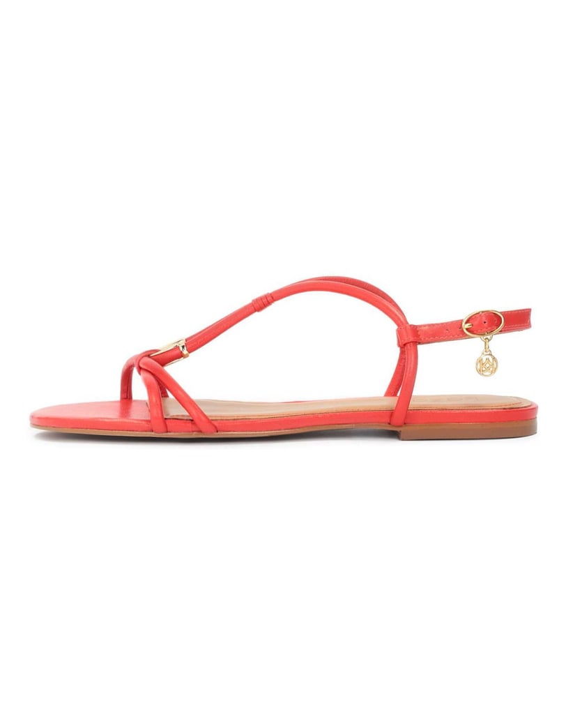 Kazar-Rote-Sandalen-auf-flacher-Sohle-mit-Überhang-rot