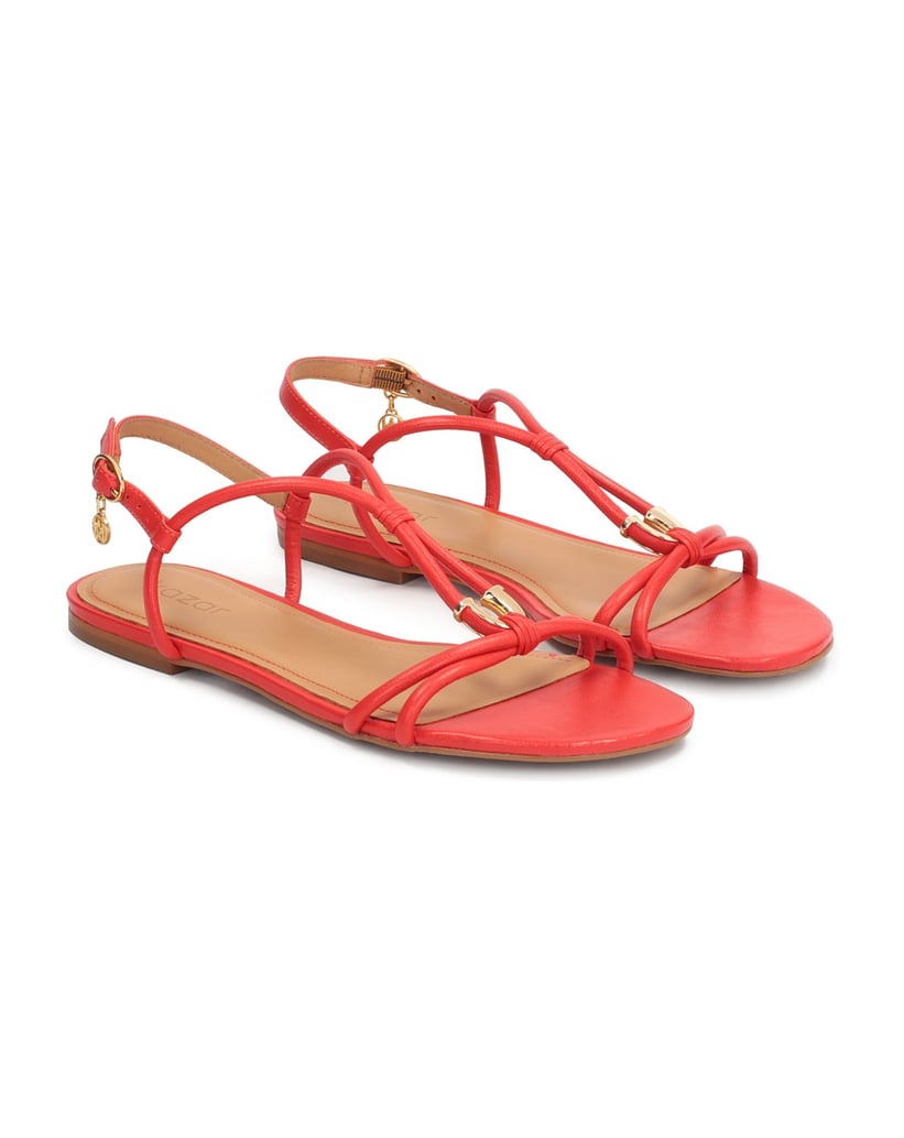 Kazar-Rote-Sandalen-auf-flacher-Sohle-mit-Überhang-rot