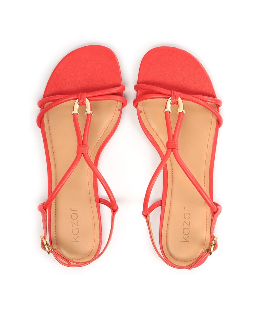 Kazar-Rote-Sandalen-auf-flacher-Sohle-mit-Überhang-rot
