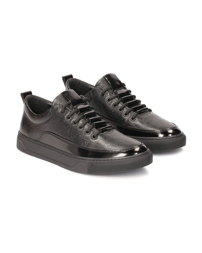 Kazar-Schwarze-Turnschuhe-mit-geprägtem-Muster-schwarz