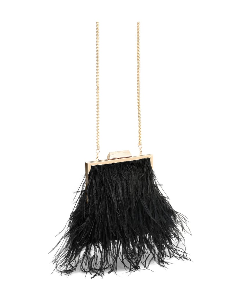 Kazar-Schwarze-Abendhandtasche-mit-Federn-schwarz